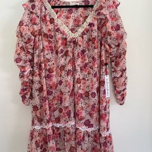 NWT For Love & Lemons Evie Swing Dress In Tea Rose in Small